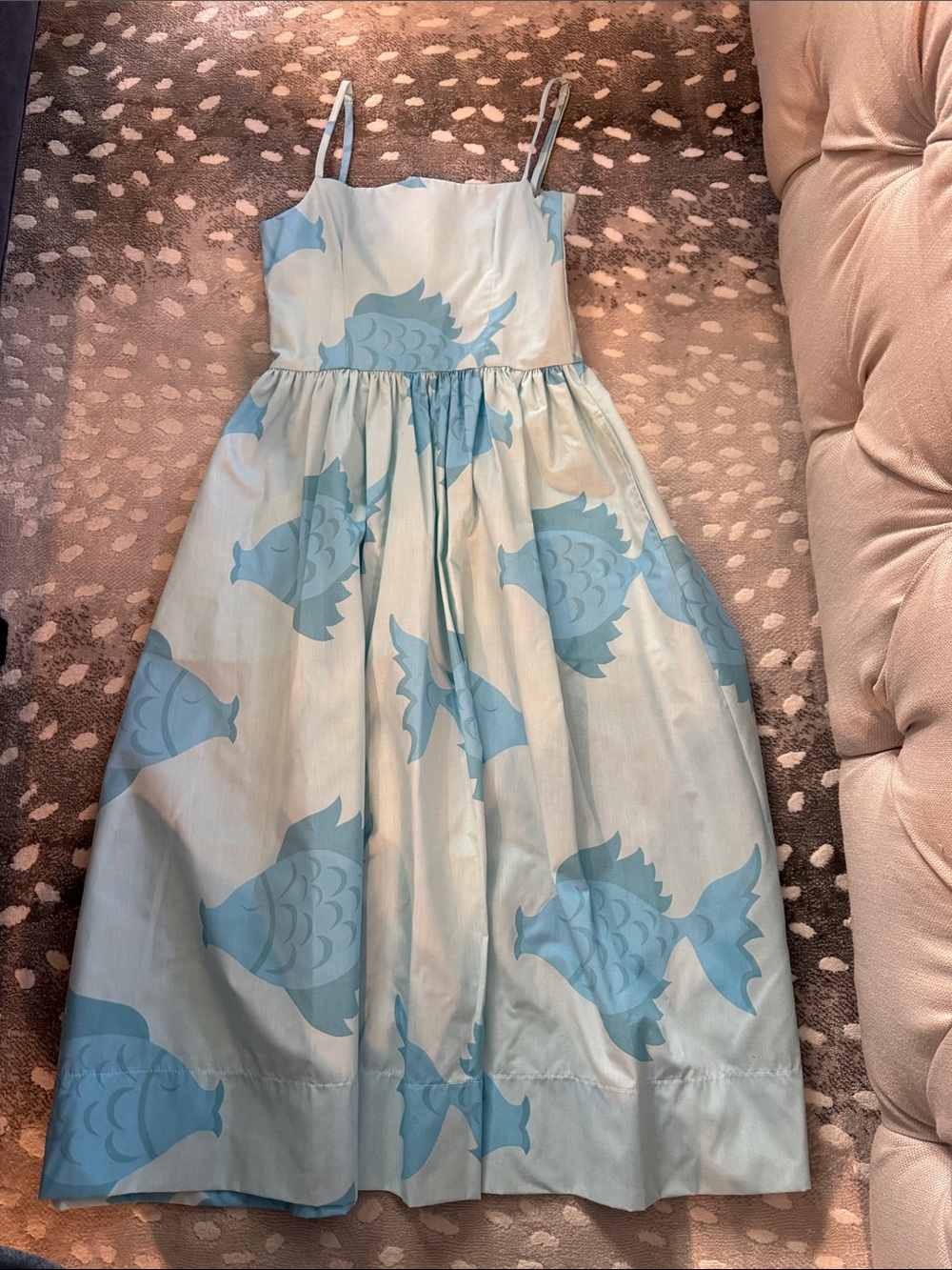 Blue Fish Print Women’s Midi Sundress